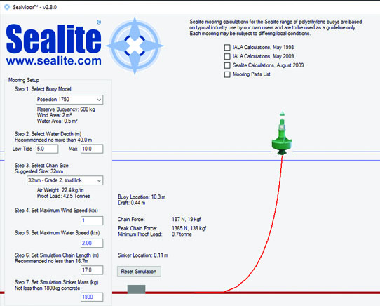 SeaMoor Mooring Calculator, Online Tools